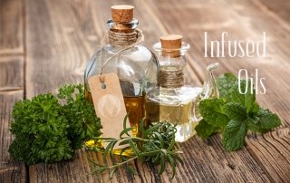 bottles of oil and herbs