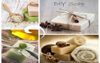 collage of natural soaps