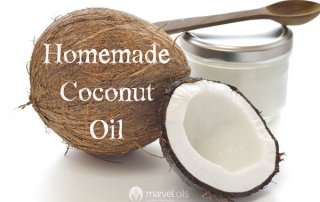 fresh coconut and jar of coconut oil