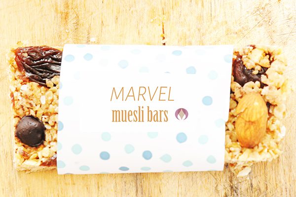 muesli bar in colourful wrapper