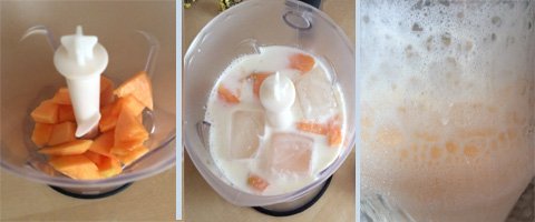 ingrédients de smoothie dans un mélangeur